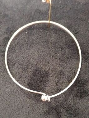 Silver Hoop Bangle Bracelet with Knot Accent No Stamps 🧐